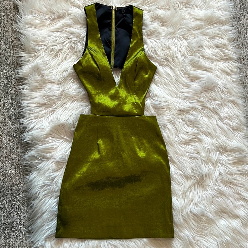 NBD green metallic dress
